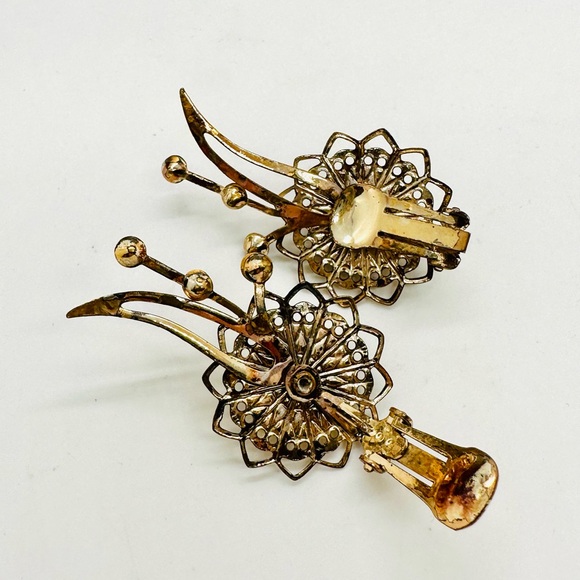 Vintage Deco Rhinestone Statement Earrings - Picture 4 of 8